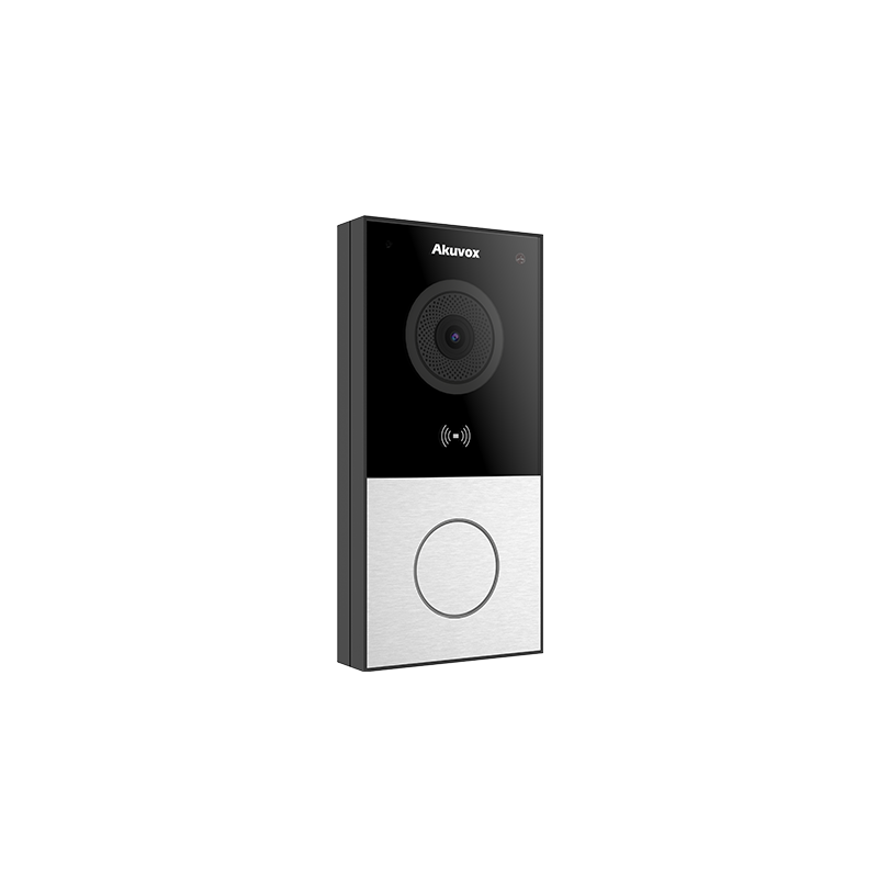 Akuvox - Compact video door phone IP E12W - 1 doorbell with RFID and WiFi badge reader - surface mount