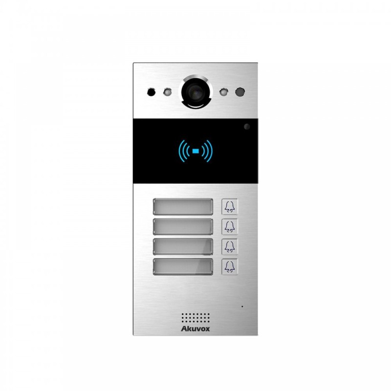 Akuvox - R20B4 IP video door station - multi-user - 4 doorbells with RFID badge reader