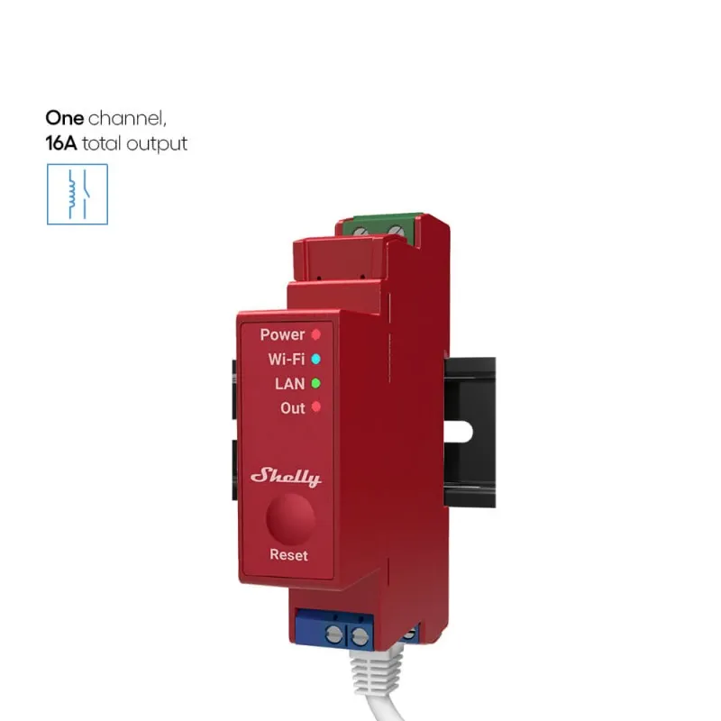SHELLY - Modulo per guida DIN Wi-Fi a 1 canale con misurazione dell'energia (Shelly PRO 1PM)