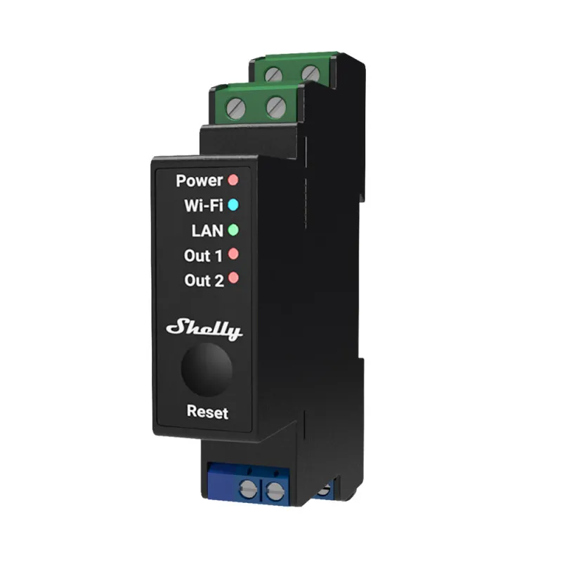 SHELLY - 2 channel Wi-fi DIN rail module with energy measurement (Shelly PRO 2PM)