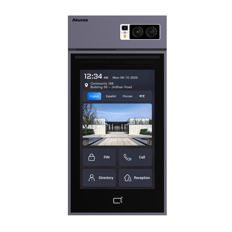 Akuvox - Portier vidéo IP Multi-locataires X915S avec reconnaissance faciale, QR Code, BLE, écran tactile 8"